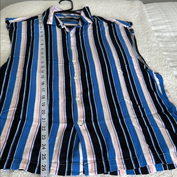 ASOS Striped Sleeveless Men's Shirt Size Medium - Picture 9 of 10